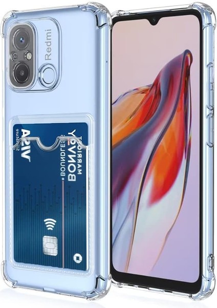 Xiaomi Redmi 12C Kapak Kamera Korumalı Kartlıklı Darbe Emici Özellikli Şeffaf Silikon Kılıf