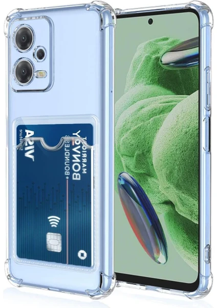 Caseart Xiaomi Redmi Note 12 Pro 5g Kamera Korumalı Kartlıklı Darbe Emici Özellikli Şeffaf Silikon Kılıf