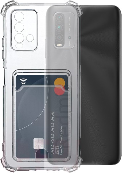 Xiaomi Redmi 9t Kapak Kamera Korumalı Kartlıklı Darbe Emici Özellikli Şeffaf Silikon Kılıf