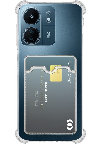 Xiaomi Poco C65 Kapak Kamera Korumalı Kartlıklı Darbe Emici Özellikli Şeffaf Silikon Kılıf