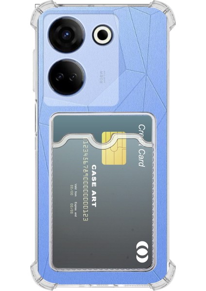 Tecno Camon 20 4g Kapak Kamera Korumalı Kartlıklı Darbe Emici Özellikli Şeffaf Silikon Kılıf