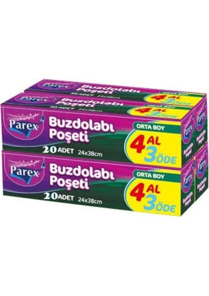 Buzdolabı Poşeti Orta Boy 4 Al 3 Öde Toplam 20X4 80 Adet Buz Dolabı Poşeti