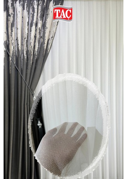 Rech Home Taç Balık Sırtı Tül Perde 1/3 Sık Pile - Extra Gramajlı - Ütü Gerektirmez