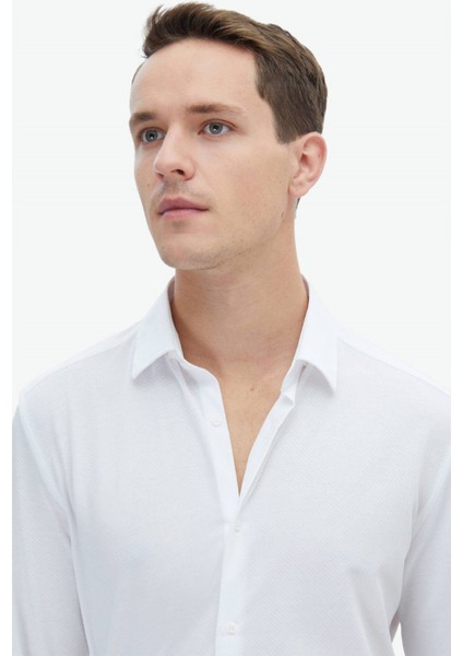 Beyaz Düz Regular Fit Casual Pamuk Karışımlı Gömlek modelleri