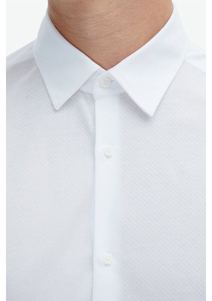 Beyaz Düz Regular Fit Casual Pamuk Karışımlı Gömlek indirimleri