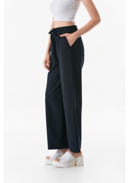 Beli Lastikli Palazzo Keten Pantolon