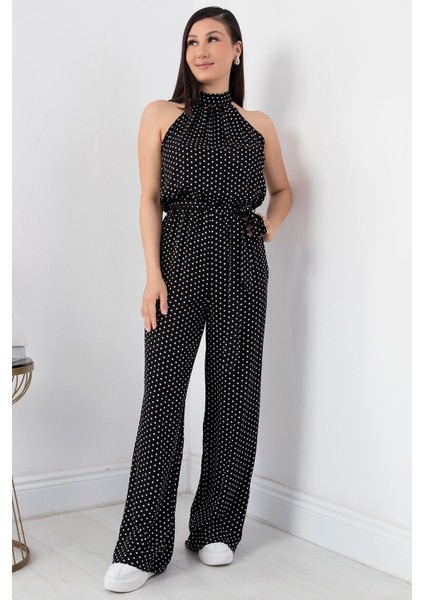 Halter Yaka Kuşaklı Puanlı Tulum VRN7818 indirimleri