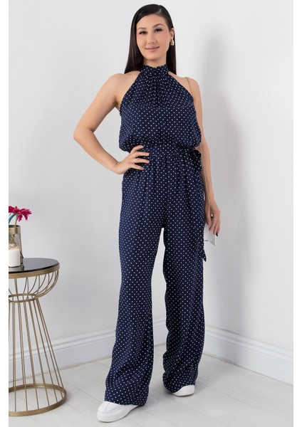 Halter Yaka Kuşaklı Puanlı Tulum VRN7818 modelleri