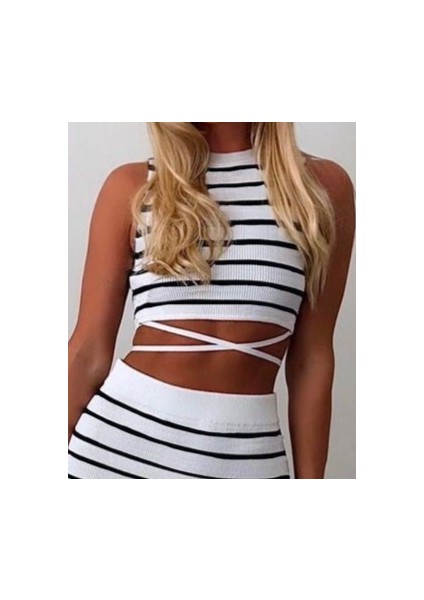 Kadın Bisiklet Yaka Belden Çapraz Ip Detay Bluz Ve Etek Ikili Kaşkorse Takım fiyatları