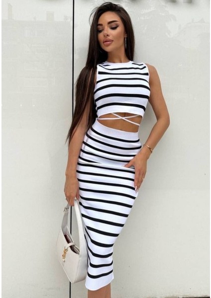 Kadın Bisiklet Yaka Belden Çapraz Ip Detay Bluz Ve Etek Ikili Kaşkorse Takım fırsatları