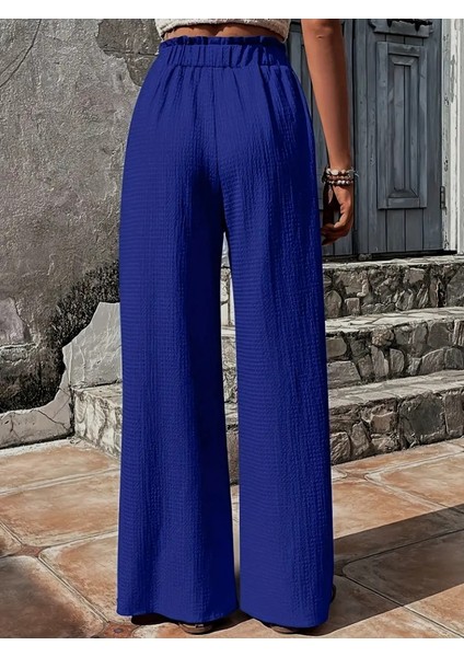 Kadın Beli Lastikli Bol Paça Bürümcük Pantolon fiyatları