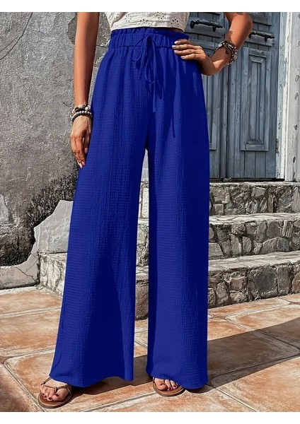 Kadın Beli Lastikli Bol Paça Bürümcük Pantolon fırsatları