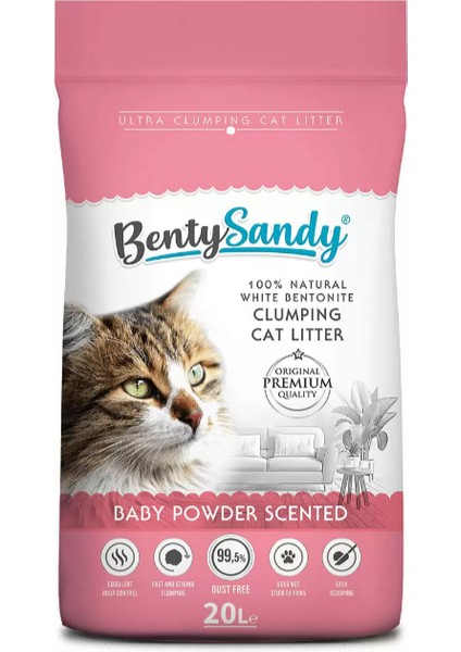 Baby Powder Bebek Pudrası Kokulu Topaklanan Kedi Kumu 20 Lt
