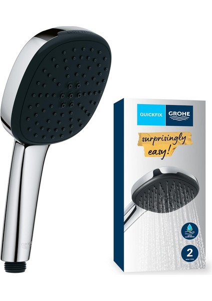 Vitalio Comfort 110 El Duşu, 2 Akışlı (Yağmur & Jet), Smartswitch, 110 mm Kare Duş Başlığı, Düşmeye Dayanıklı Silikon Halka, Kireç Önleyici Sistem, Krom, 26397001