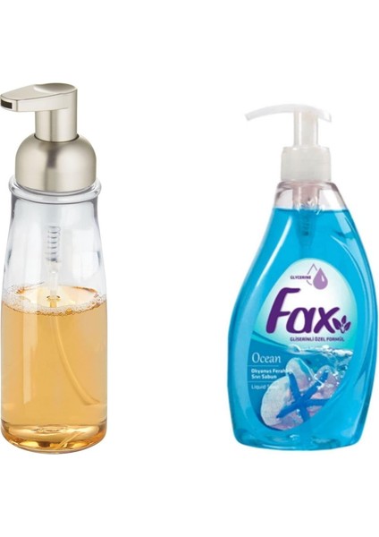 Akrilik Sıvı Sabunluk ve 1 Adet 400 ml Sıvı Sabun Okyanus Kokulu