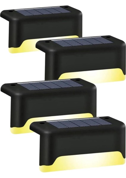 4 Adet LED Solar Güneş Enerjili, Merdiven, Veranda, Bahçe, Balkon ve Çit Lambası, Köşebent, Su Geçirmez Water Proof Solar Lamba Gün Işığı, Güneş Enerjili Aydınlatma
