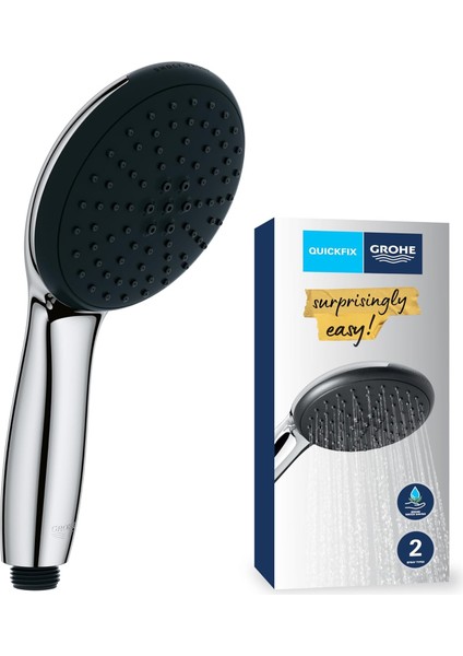 Vitalio Start 110 El Duşu, 2 Akışlı (Yağmur & Jet), Smartswitch, 110 mm Yuvarlak Duş Başlığı, Silikon Halka, Kireç Önleyici Sistem, Krom, 27946001