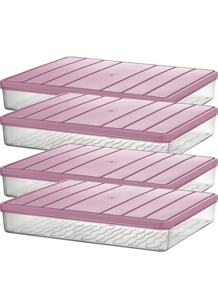 Home - Nora 4'lü 2.5 Litre Büyük Boy Açık Pembe Saklama Kabı