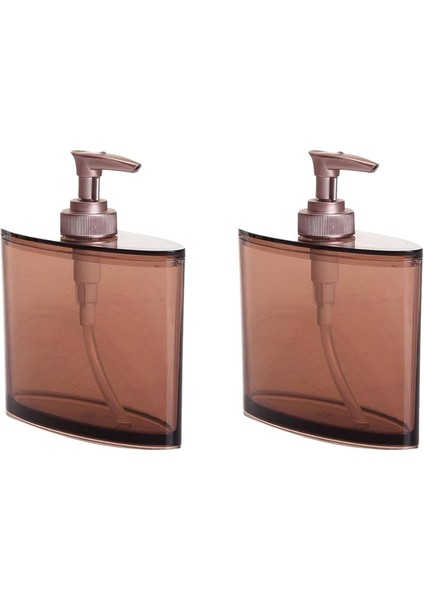Oval Sıvı Sabunluk 2 Adet Kahverengi Akrilik 13 x 5 x 16 cm 350 ml