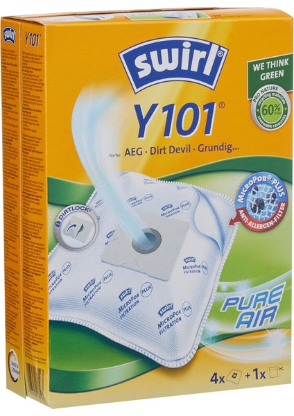 Y101 Ecopor Elektrikli Süpürge Torbası Aeg, Dirt Devil, Grundig Elektrikli Süpürge, Anti Alerjen Filtresi, 4 Adet Filtre Dahil