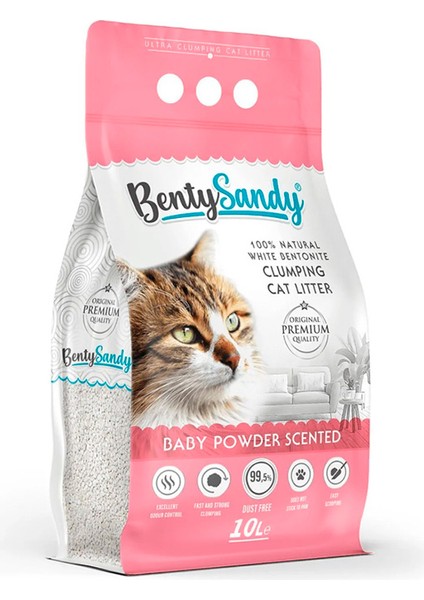 Baby Powder Bebek Pudrası Kokulu Topaklanan Kedi Kumu 10 Lt