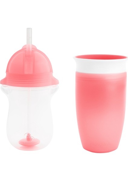 Tıklama Kilitli Uçlu Alıştırma Bardağı 12AY+,296ML,PEMBE +Munchkin Mucize 360° Alıştırma Bardağı, 12AY+, 296ML,PEMBE