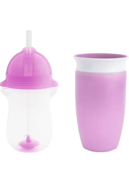 Tıklama Kilitli Uçlu Alıştırma Bardağı 12AY+,296ML,MOR +Munchkin Mucize 360° Alıştırma Bardağı, 12AY+, 296ML,MOR