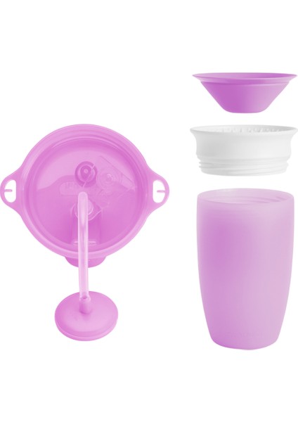 Tıklama Kilitli Uçlu Alıştırma Bardağı 12AY+,296ML,MOR +Munchkin Mucize 360° Alıştırma Bardağı, 12AY+, 296ML,MOR