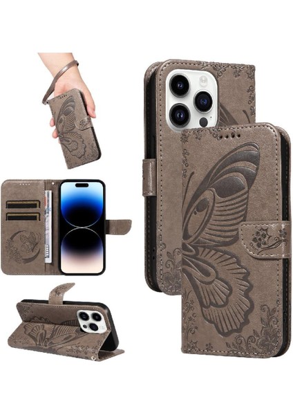 Kredi Kartı Yuvası ile IPhone 14 Pro Max Yüksek Kalite Deri Için Flip Case (Yurt Dışından)