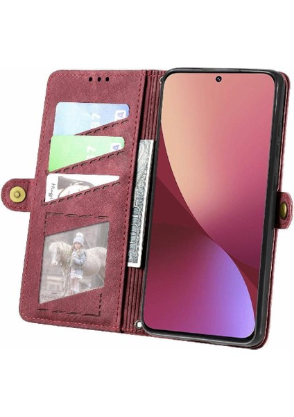 Xiaomi 12 Için Flip Case Deri Çanta Basit Iş Kapak Çevirin Cüzdan (Yurt Dışından)