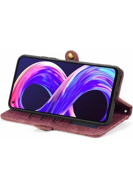 Mays Home1 Realme 8 Için Flip Case Darbeye Kapak Deri Kılıf Basit Iş (Yurt Dışından)