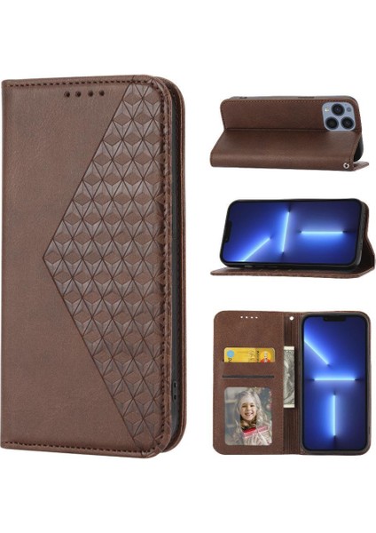 IPhone 12 Için Flip Case Pro Max Eşkenar Dörtgen Şekli El Kayışı Standı Cüzdan Kullanımı (Yurt Dışından)