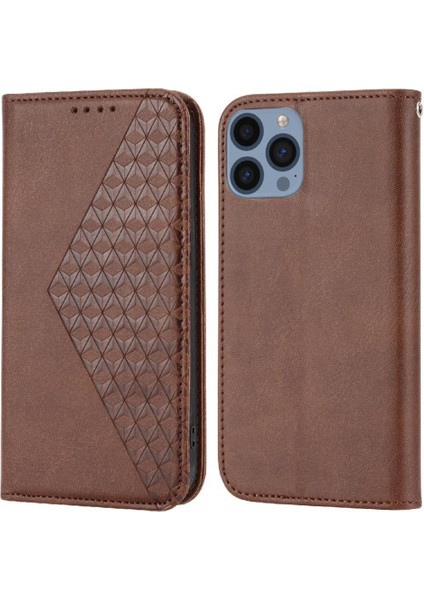 IPhone 12 Için Flip Case Pro Max Eşkenar Dörtgen Şekli El Kayışı Standı Cüzdan Kullanımı (Yurt Dışından)