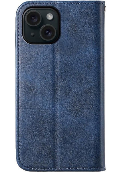 IPhone 15 Için Flip Case Standı Eşkenar Dörtgen Şekli Cüzdan El Kayışı Günlük Kullanım (Yurt Dışından)