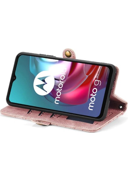 Motorola Moto G30 Cüzdan Basit Iş Deri Kılıf Flip Case Için Flip Case (Yurt Dışından)