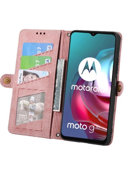 Motorola Moto G30 Cüzdan Basit Iş Deri Kılıf Flip Case Için Flip Case (Yurt Dışından)