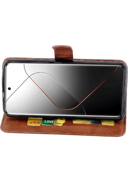 Xiaomi 14 Pro Pu Deri Manyetik Kapatma Kickstand Kart Için Filp Durumda (Yurt Dışından)