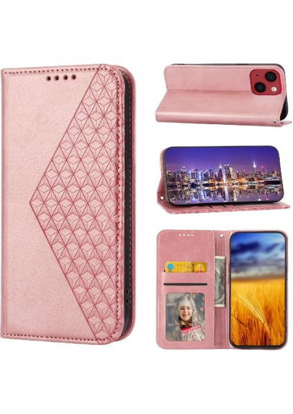 IPhone 13 Için Flip Case Pro Max Eşkenar Dörtgen Şekli Günlük Kullanım Cüzdan El Kayışı (Yurt Dışından)