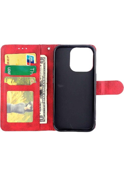 IPhone 14 Için Filp Durumda Pro Tam Koruma Kartı Tutucu Kickstand Pu (Yurt Dışından)