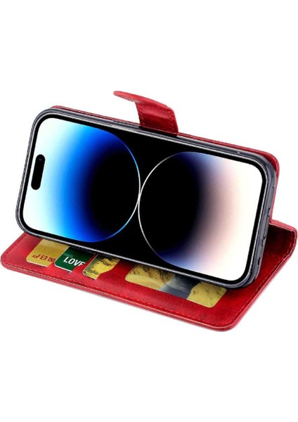 IPhone 14 Için Filp Durumda Pro Tam Koruma Kartı Tutucu Kickstand Pu (Yurt Dışından)