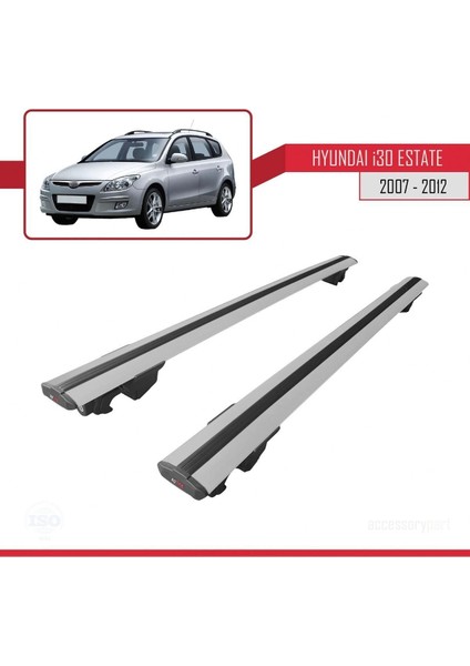 Hyundai I30 Estate 2007-2012 Arası ile Uyumlu Hook Model Anahtar Kilitli Ara Atkı Tavan Barı Gri fırsatları