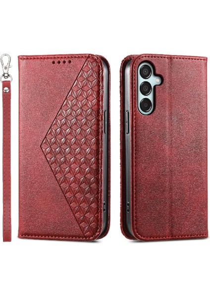 Samsung Galaxy Flip Eşkenar Dörtgen Şekli El Kayışı Cüzdan Günlük Kullanım Için Flip Case (Yurt Dışından)