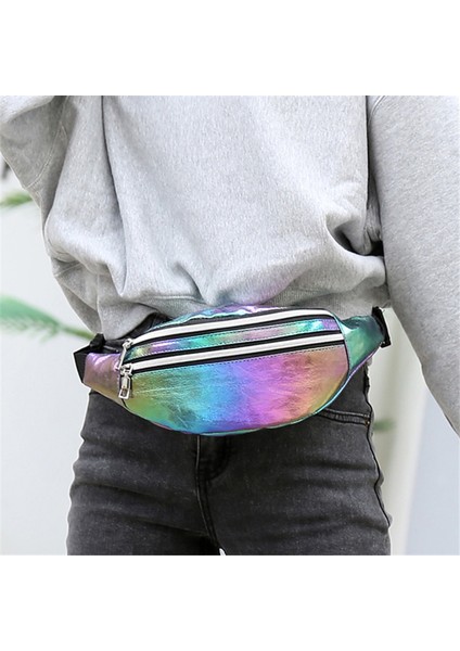 Kadın Bel Çantası, Erkek Koşu Bel Çantası, Açık Renkli Lazer Omuz Crossbody Cep Telefonu Çantası (Yurt Dışından)