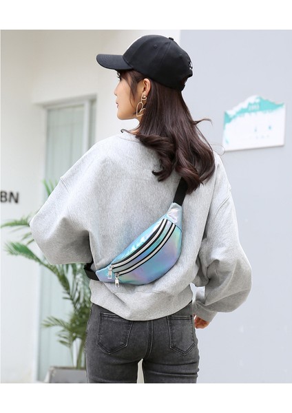 Kadın Bel Çantası, Erkek Koşu Bel Çantası, Açık Renkli Lazer Omuz Crossbody Cep Telefonu Çantası (Yurt Dışından)