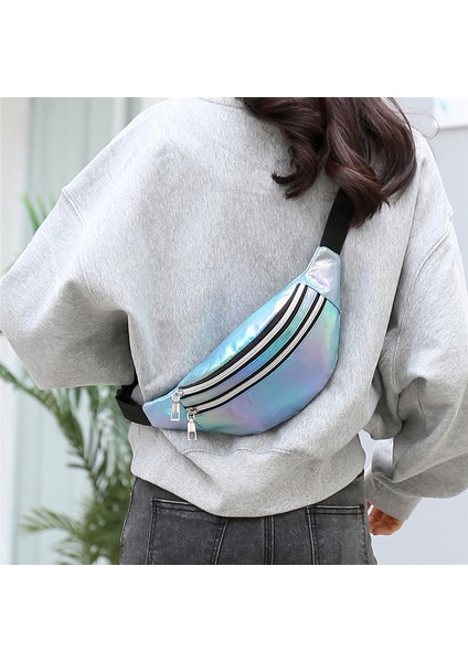 Kadın Bel Çantası, Erkek Koşu Bel Çantası, Açık Renkli Lazer Omuz Crossbody Cep Telefonu Çantası (Yurt Dışından)