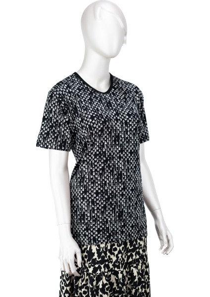 Kadın Turlu Viskon Penye Anne Bluz Damlam Desenli Kısa Kollu Likralı modelleri