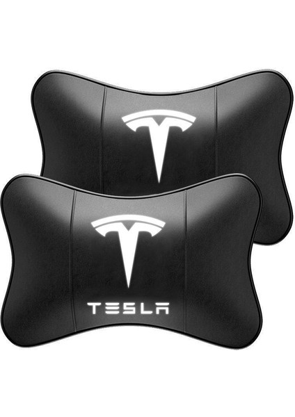 Tesla Logolu Siyah Oto Boyun Yastığı (Yurt Dışından)