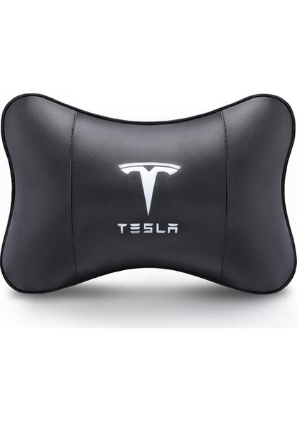 Tesla Logolu Siyah Oto Boyun Yastığı (Yurt Dışından)