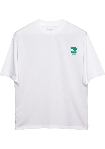Meca Oversize T-Shirt Kadın - Beyaz