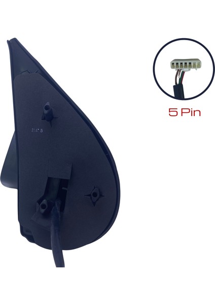 Dış Dikiz Aynası Fiat Punto 5 Kapı Elektrikli, Isıtmalı, Manuel Katlanır, Siyah Kapak, 5 Pin